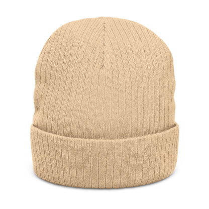 Down South Ribbed Knit Beanie — Embroidered Cuffed Winter Hat