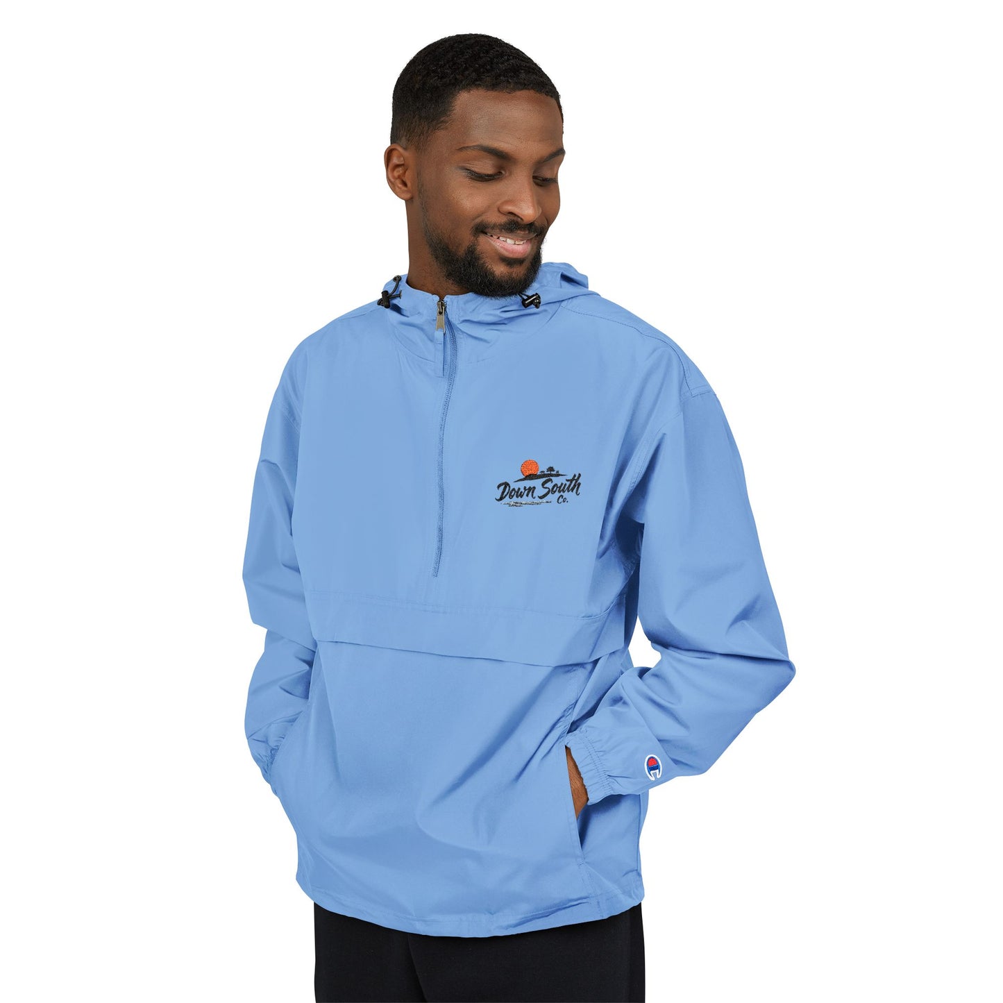 Down South Co. Packable Champion Anorak Jacket —  Embroidered Hooded Windbreaker