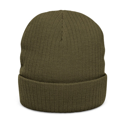 Down South Ribbed Knit Beanie — Embroidered Cuffed Winter Hat